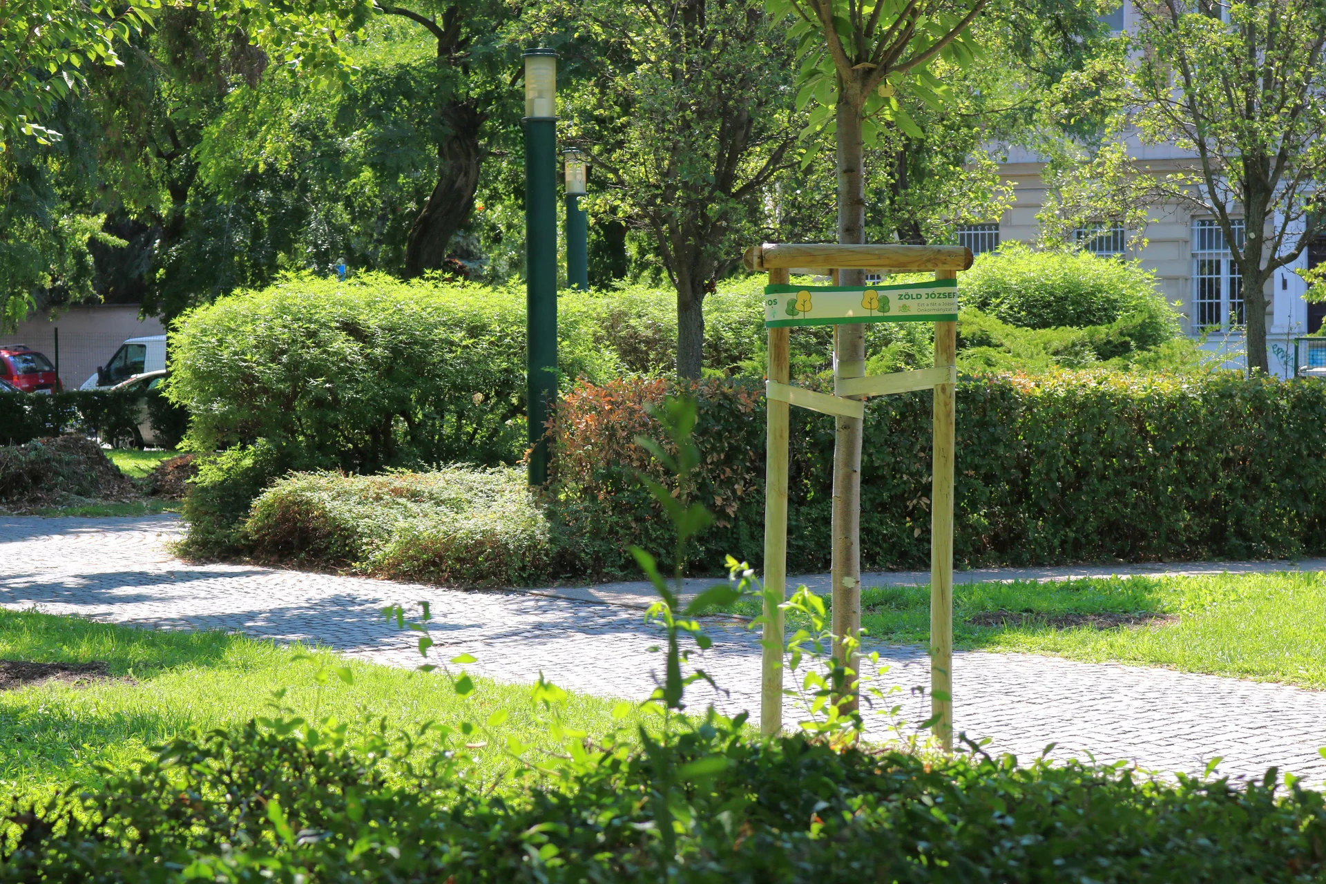 A Mátyás tér parkosított, árnyas környezete